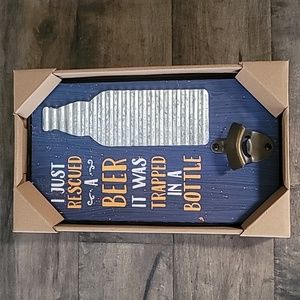 Wall mounted wooded bottle opener